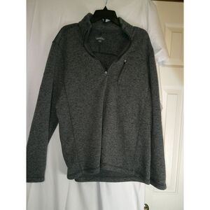 Eddie‎ Bauer Charcoal Gray Quarter-Zip Fleece Pullover Sweater L/G